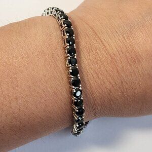 VTG NIB 925 Black Spinel Eternity / Tennis Bracelet 12.00ctw. 7.25 in length